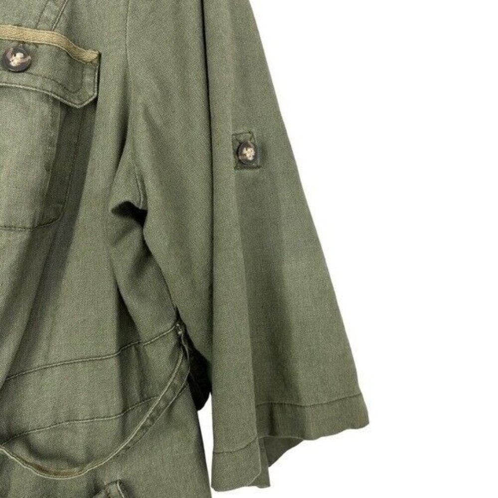LANE Bryant Linen Green Utility Rollup Sleeves Jacket Size 20 - Picture 4 of 7
